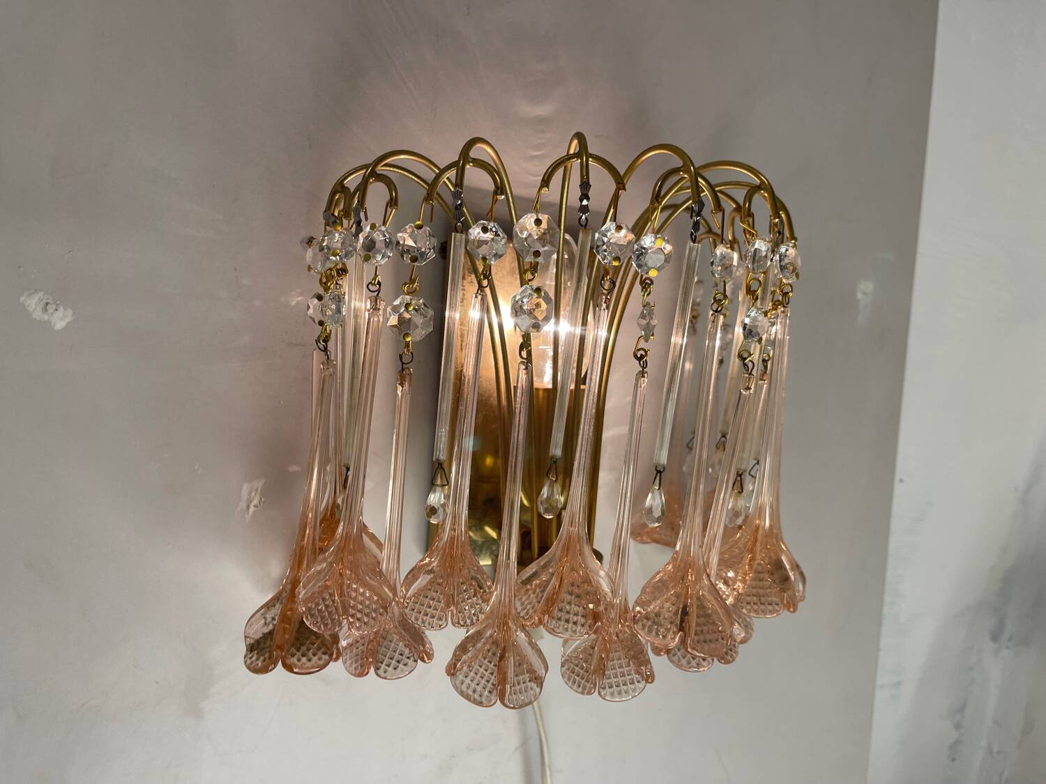 Pink Murano Glass Flower Sconces 1970’s
