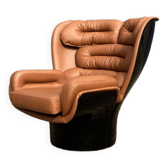 Chaise Joe Colombo Elda Longhi en cuir cognac à l'état neuf !