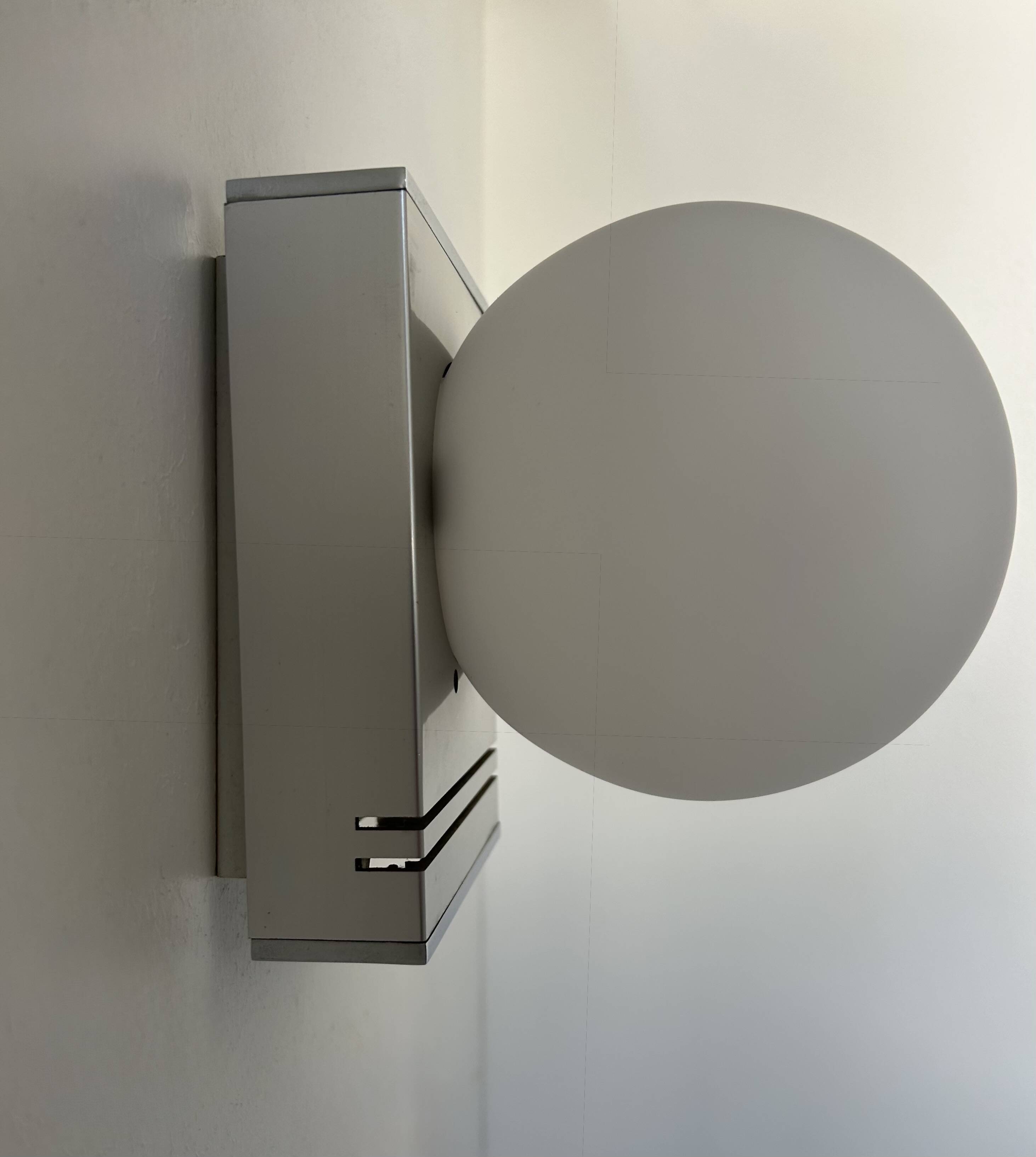 Vintage wall lamp, chrome and opaline, France 1970