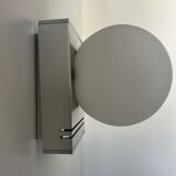 Vintage wall lamp, chrome and opaline, France 1970