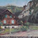 Chalet in the mountains, HST painting 40 x 50