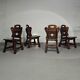 4 x Brutalist oak dining chairs / 60's