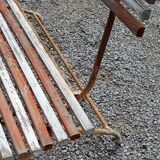 Garden bench with folding wooden slats base tubes from the 50s