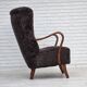 1960s, Danish armchair, reupholstered, genuine sheepskin.