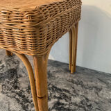 Ottoman vintage in rattan and woven wicker