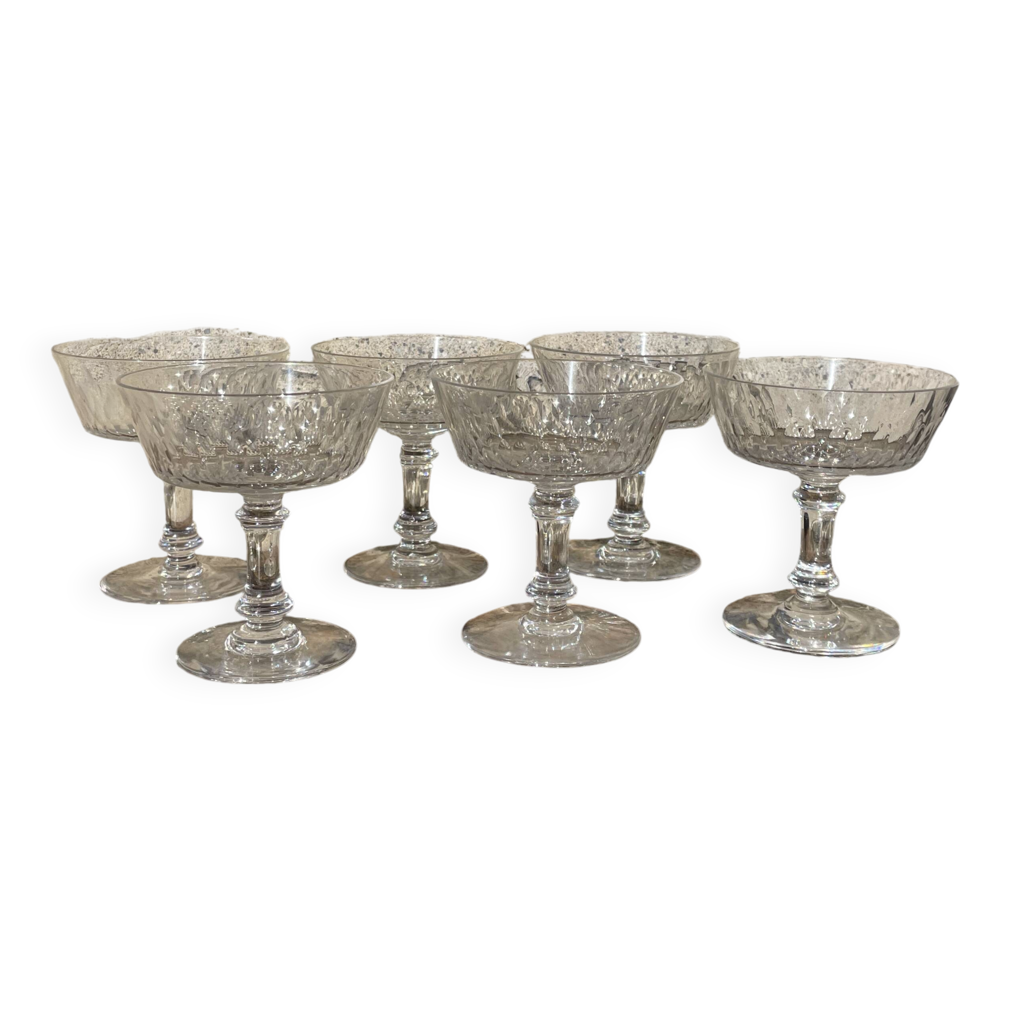 6 Baccarat crystal Richelieu pattern champagne glasses