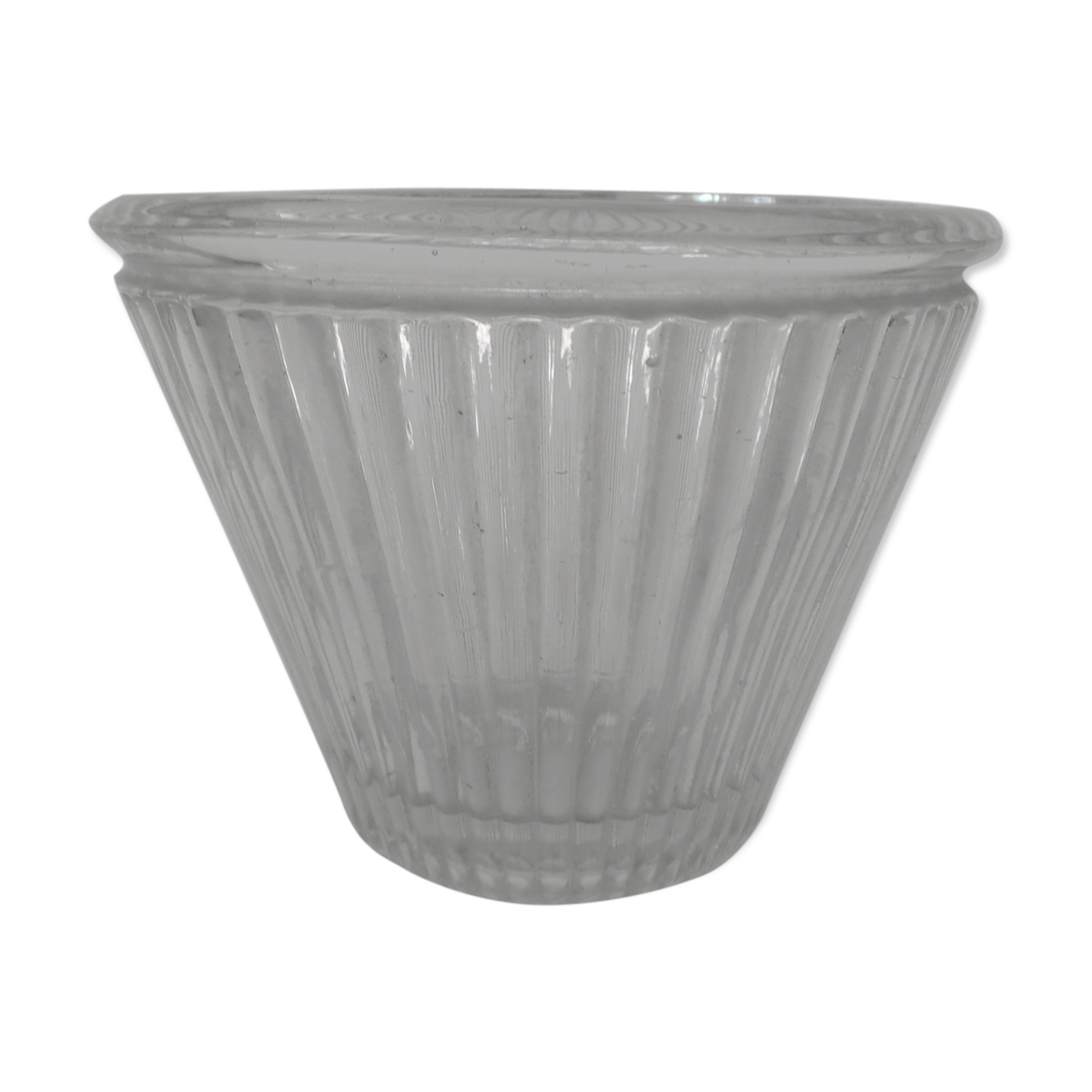 Flared jam jar with striated decoration