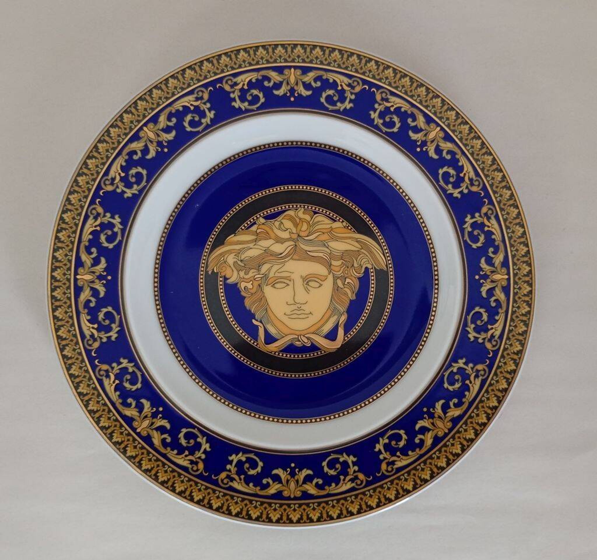 Rosenthal Versace Medusa Blue Porcelain Plate in Black Box