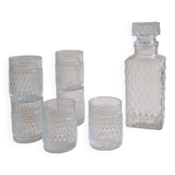 Whiskey decanter and 6 glasses