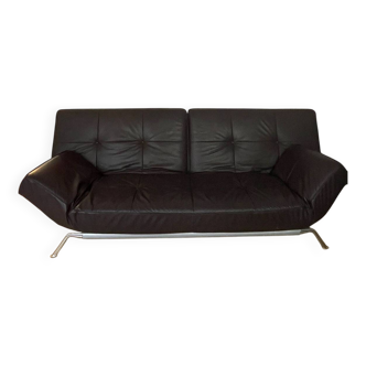 Canapé Smala Cuir Aubergine - Pascal Mourgues pour Ligne Roset