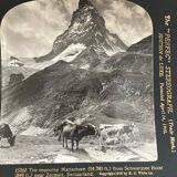 Old photography stereo, stereograph, luxury albumine 1903 Matterhorn Switzerland