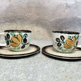 Set of 2 cups and 2 saucers in Boch Corfu ceramic