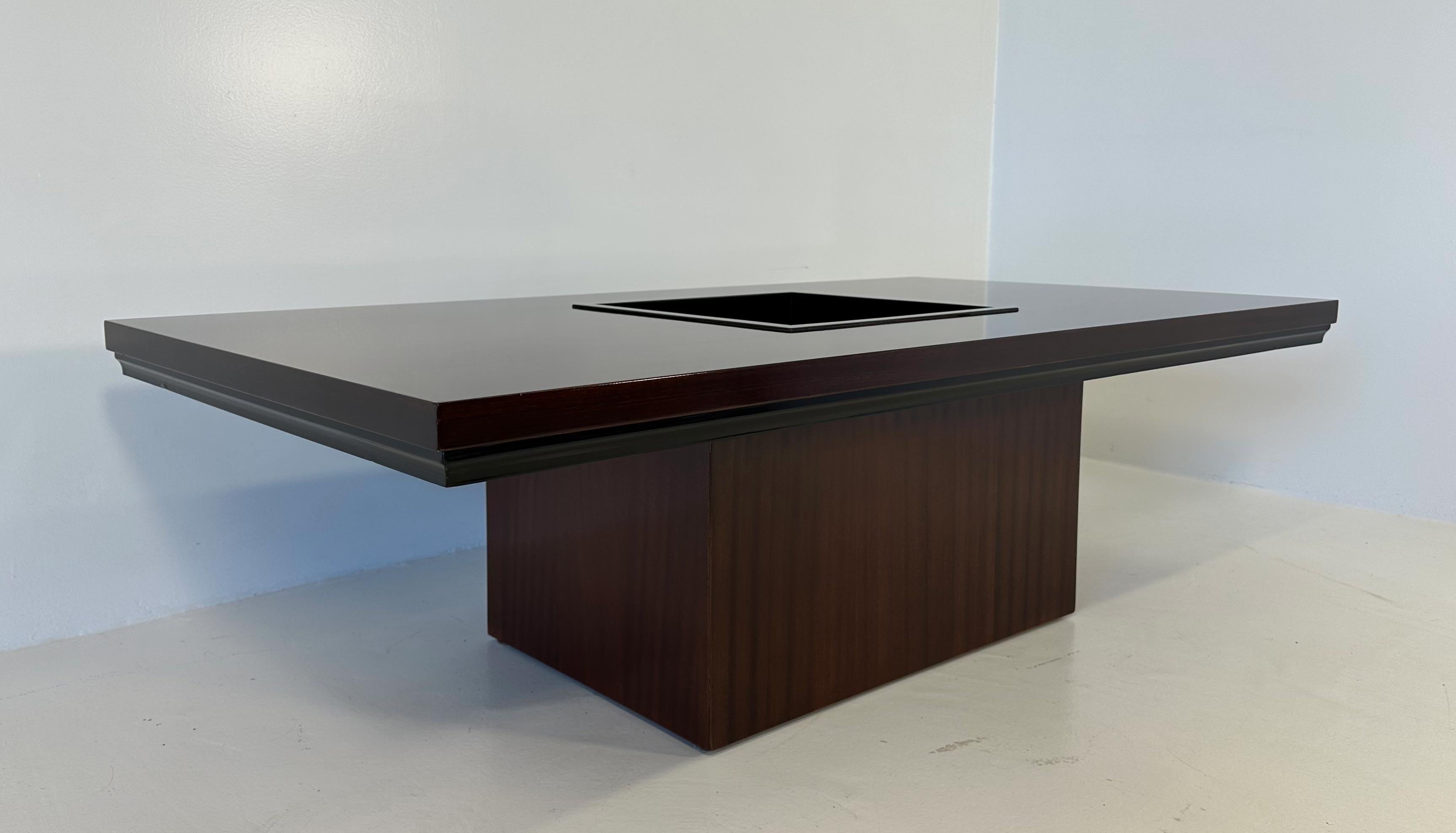 Italian Art Deco Bar Table in Mahogany and Ebonized Inlays, 1980s