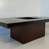 Italian Art Deco Bar Table in Mahogany and Ebonized Inlays, 1980s