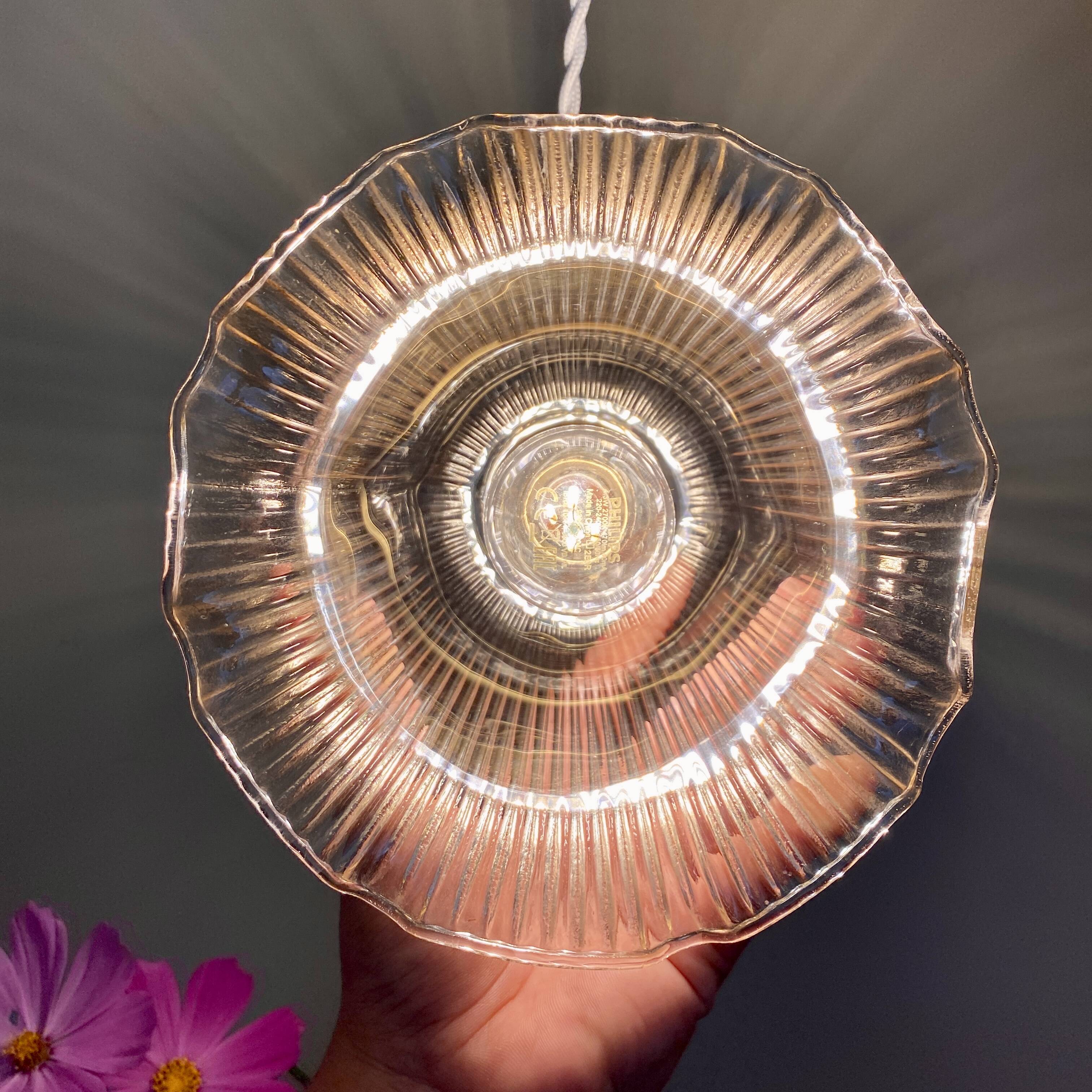 Vintage tulip pendant light in amber glass