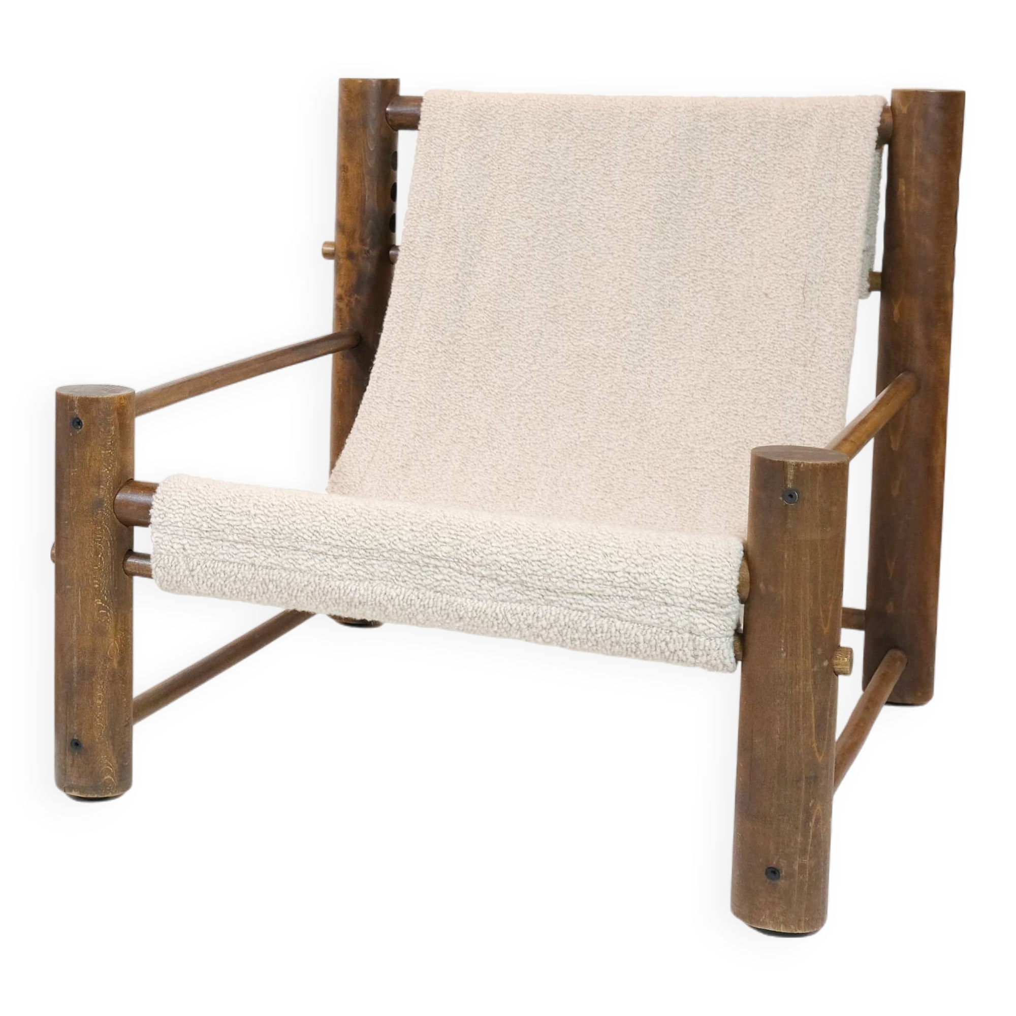 Solid wood armchair with adjustable backrest.