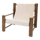 Solid wood armchair with adjustable backrest.
