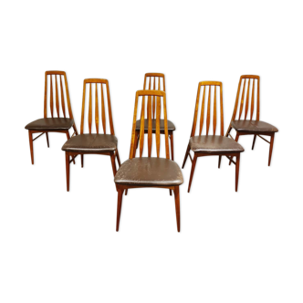 Set of 6 rosewood dining chairs, model eva by niels kofoed, denmark