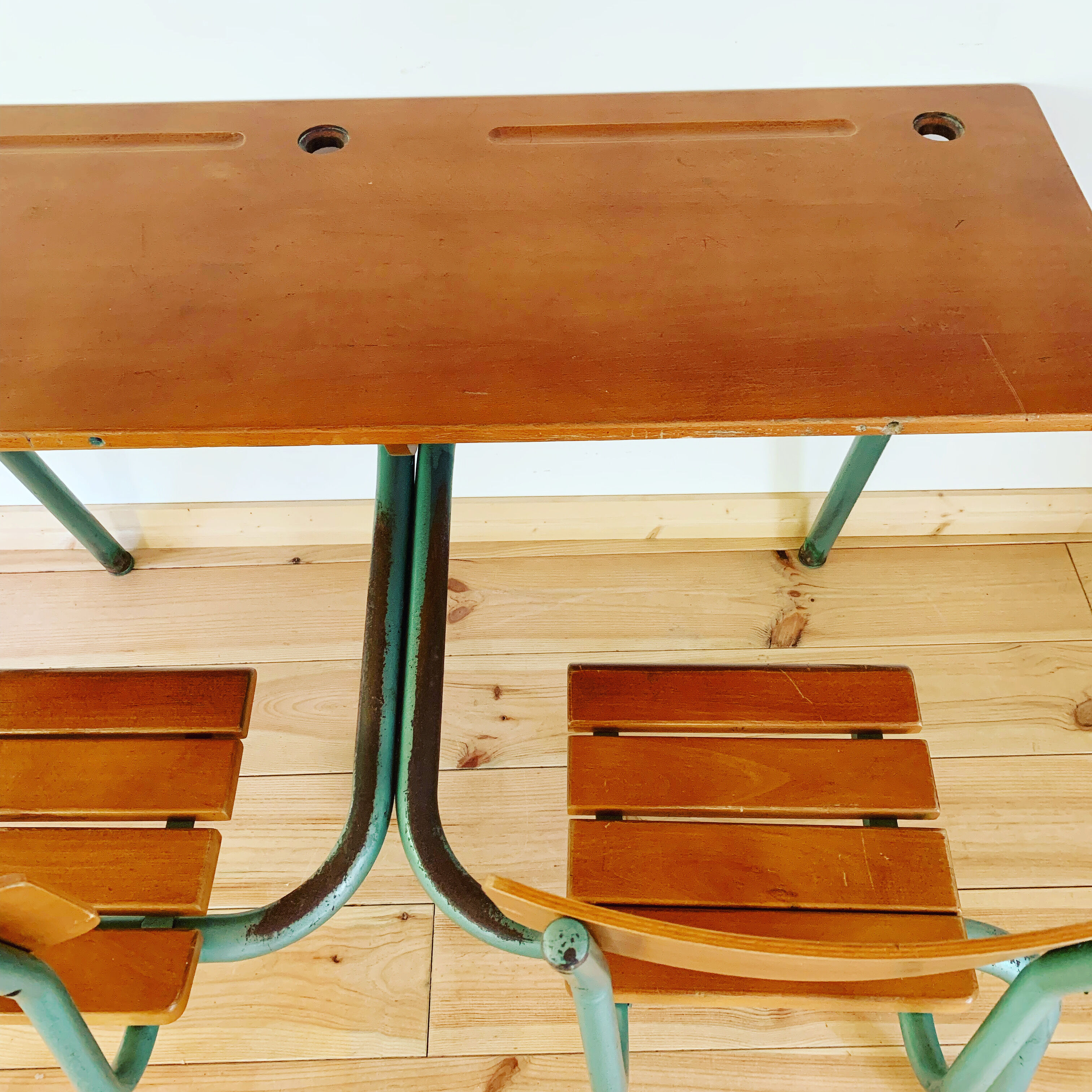 Double school desk from the 1950s