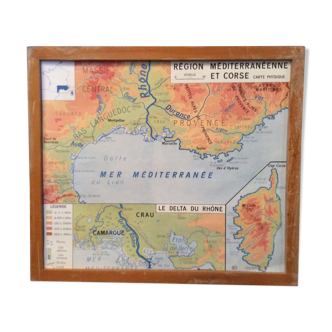 School poster Corsica Mediterranean Region/ Central Massif 1960 vintage