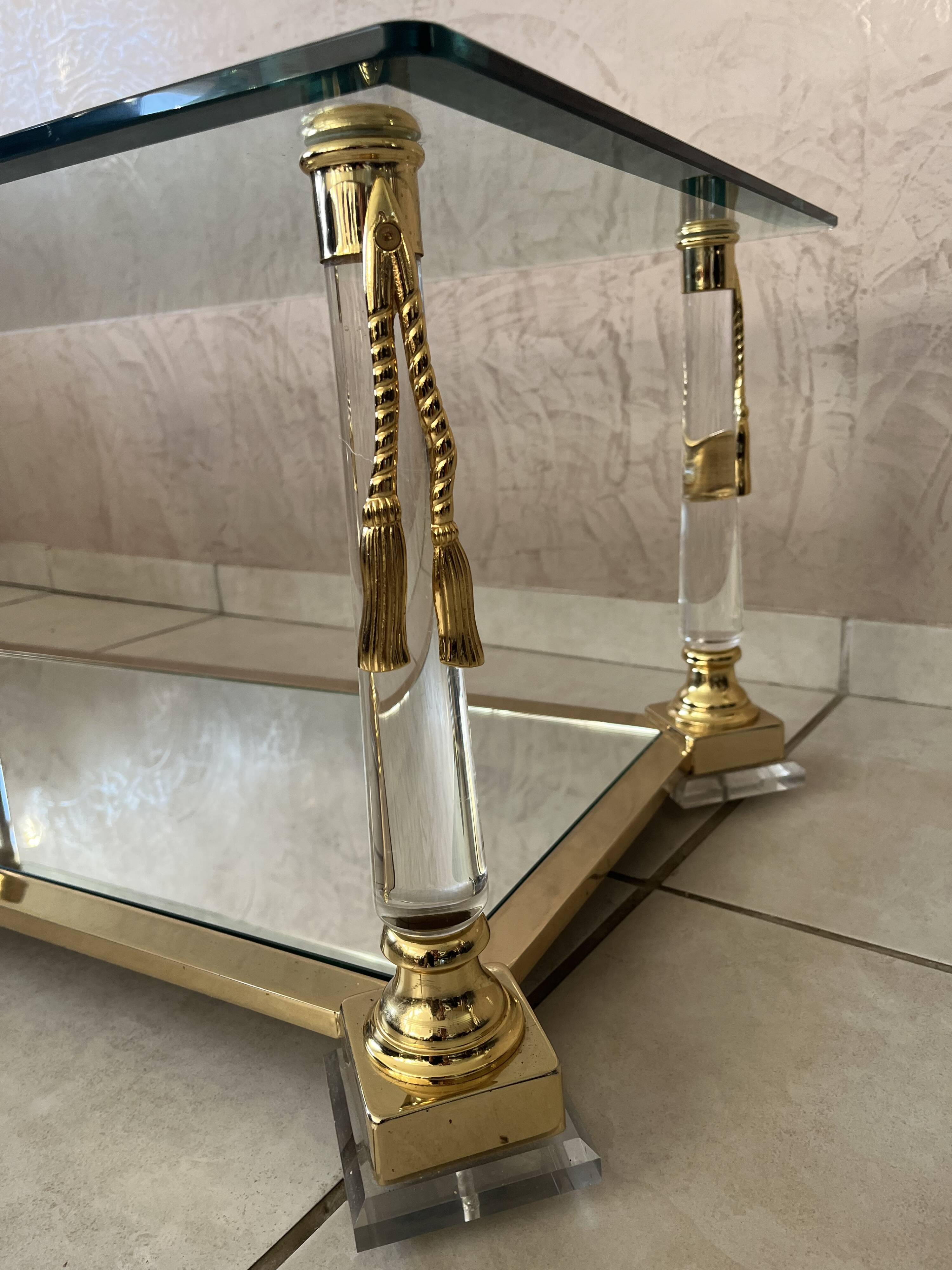 Hollywood Regency Glass Coffee Table