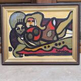 Oil on cardboard by Guy Rougon 1970