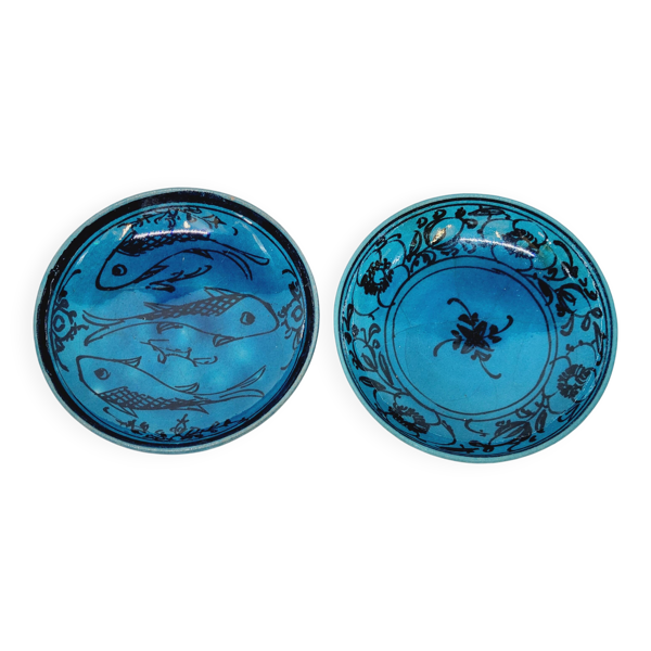 2 Coupelles En Céramique Bleu Turquoise De Perse