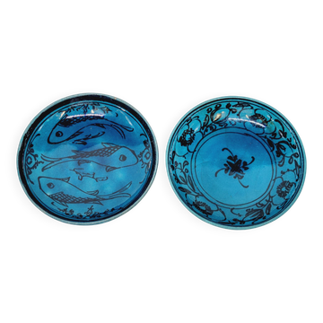 2 Coupelles En Céramique Bleu Turquoise De Perse