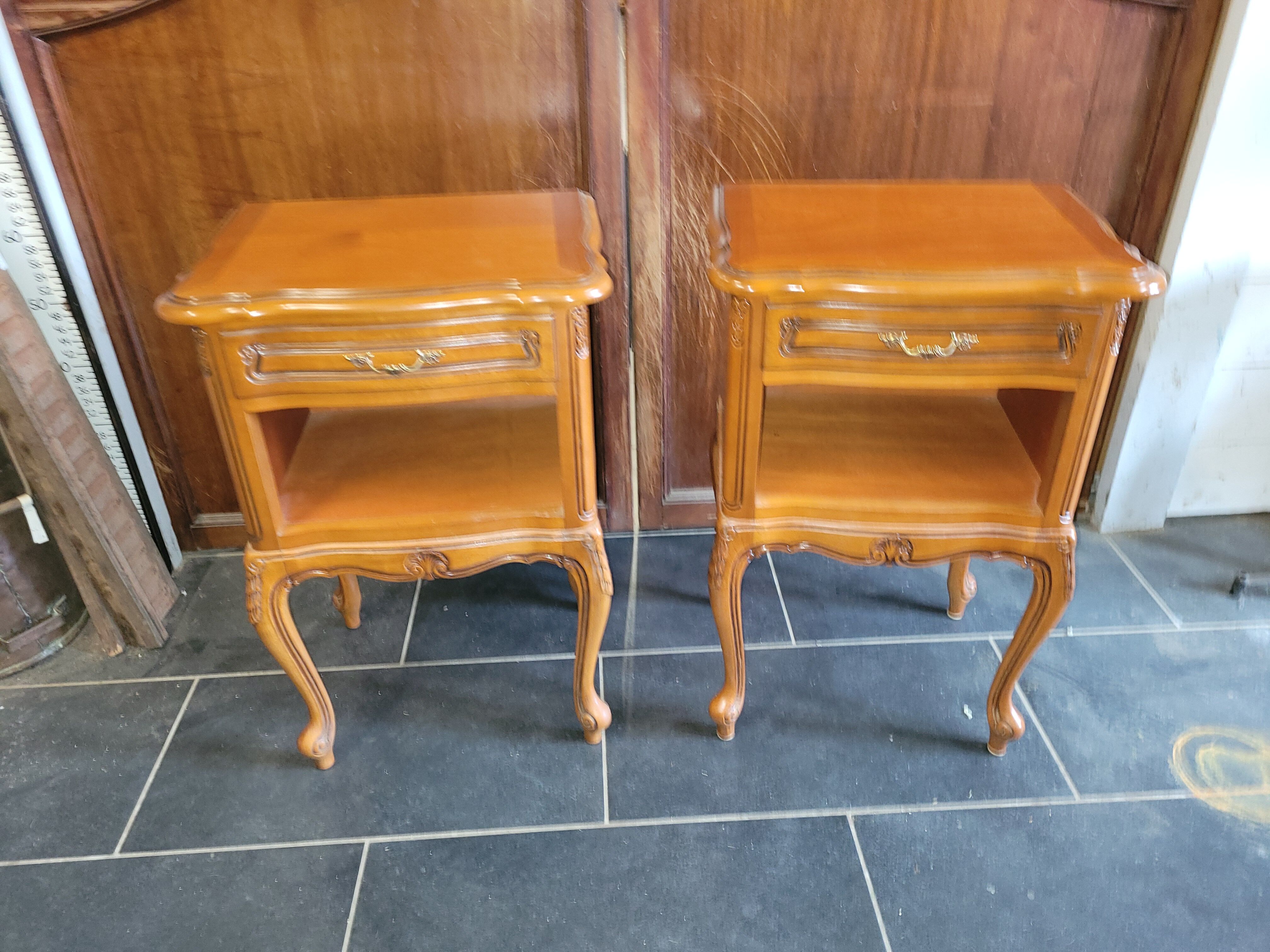 Pair of Louis XV style cherry bedside table