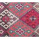 Vintage pink diamond Turkish hand-knotted runner rug 96x345