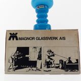 Turquoise blue opaline glass tealight candle holder, Magnor Glassverk 1960