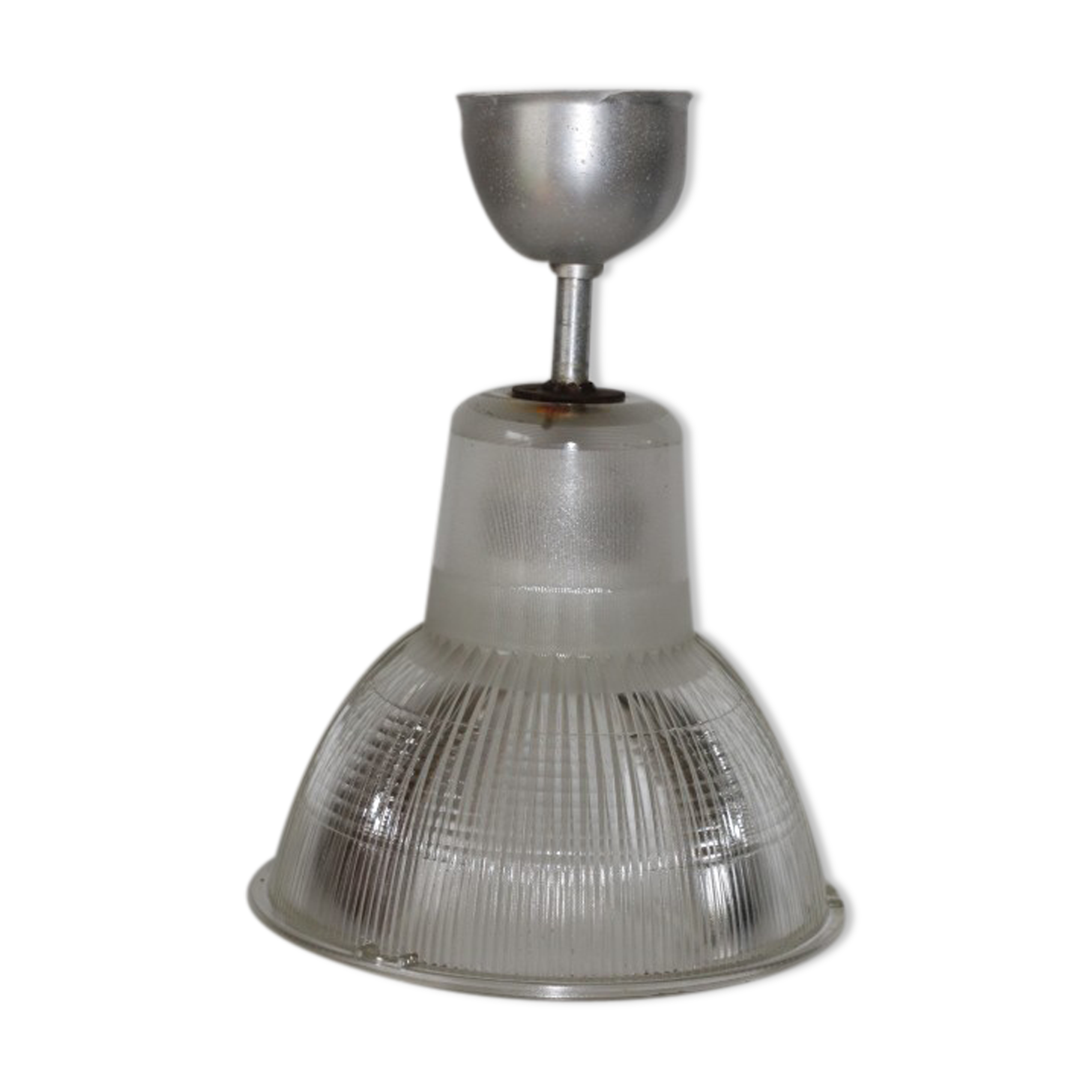 Suspension Holophane 270mm verre moulé Selency