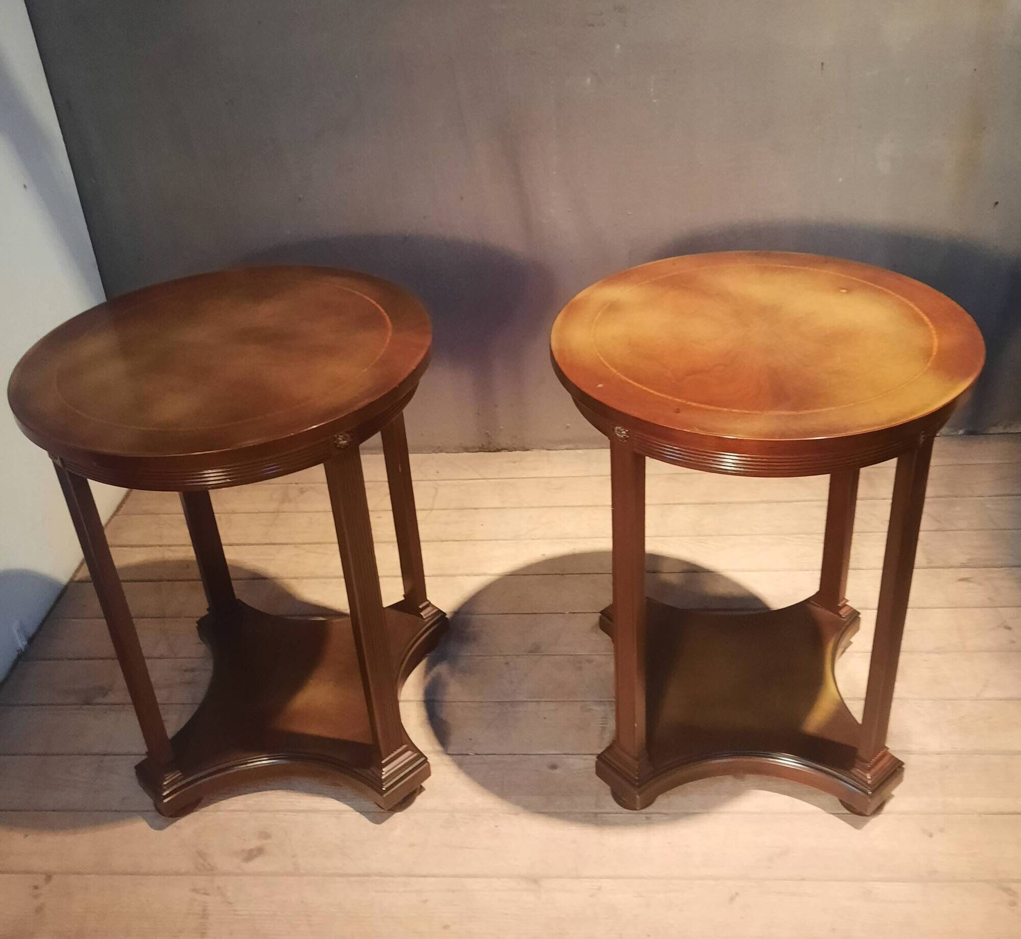 Pair of circular side tables.
