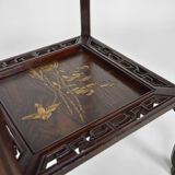 Japanese pedestal table in carved wood and lacquered panels, France, circa 1880