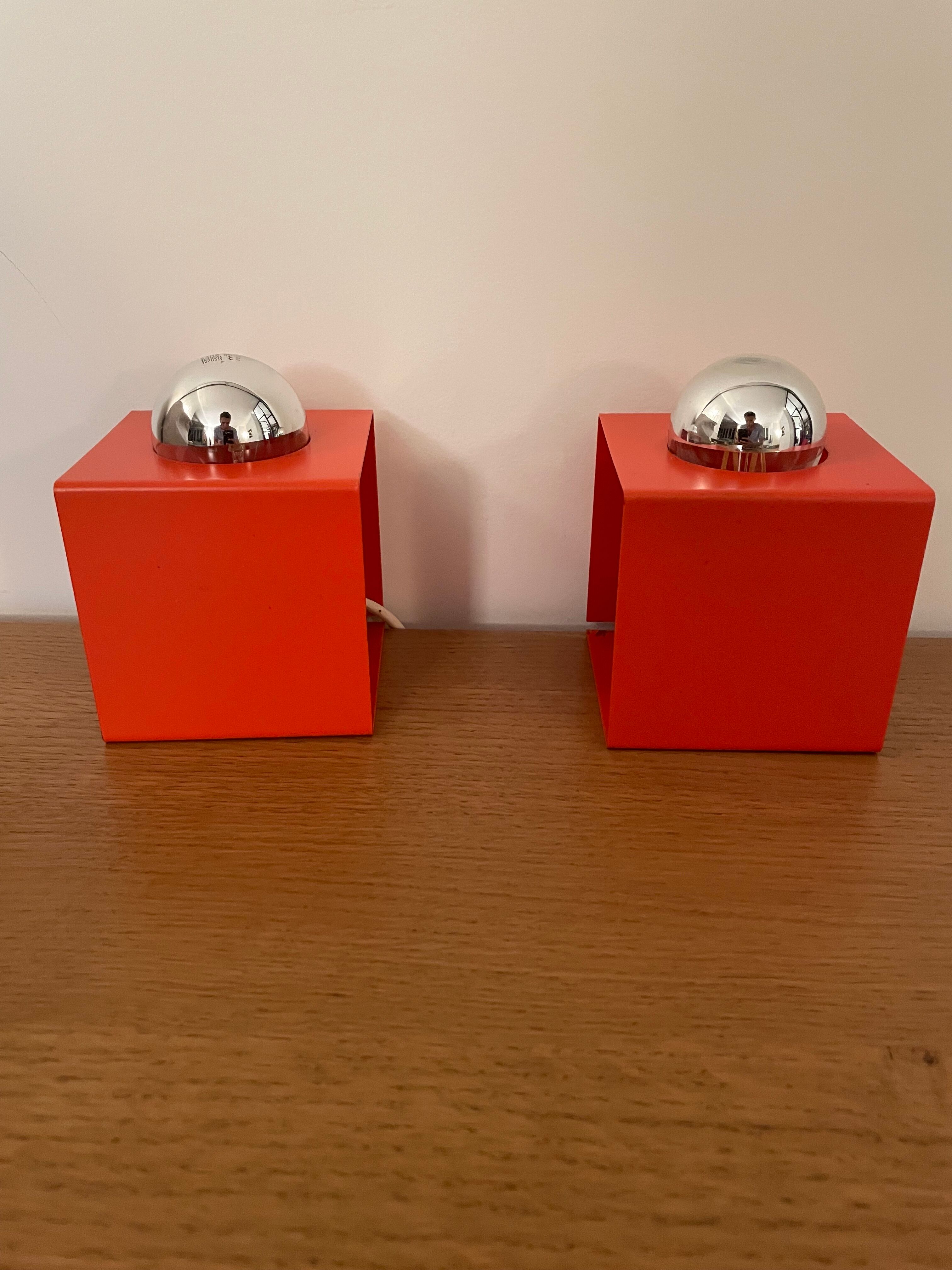 Paire de lampes Minibox à poser orange Philips vintage