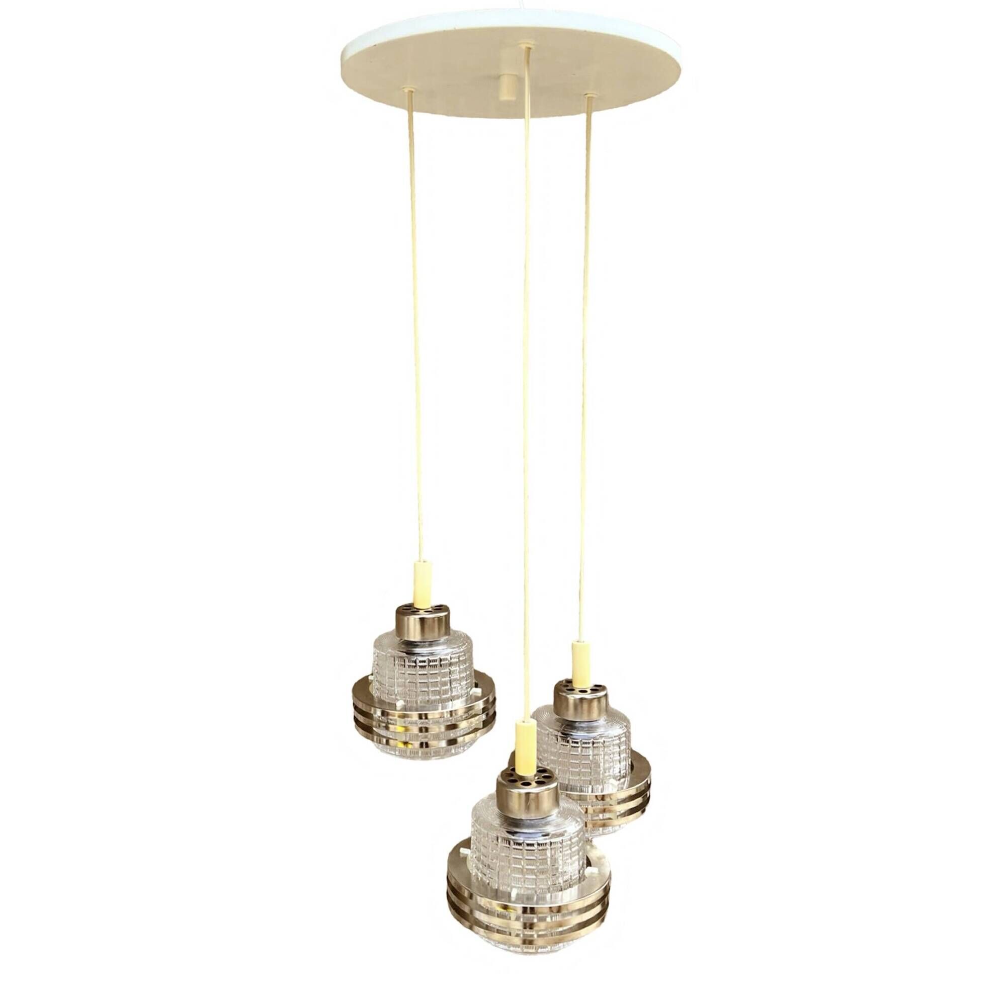 Mid-century modern cascade chandelier Pokrok Žilina, Czechoslovakia, 1970s.
