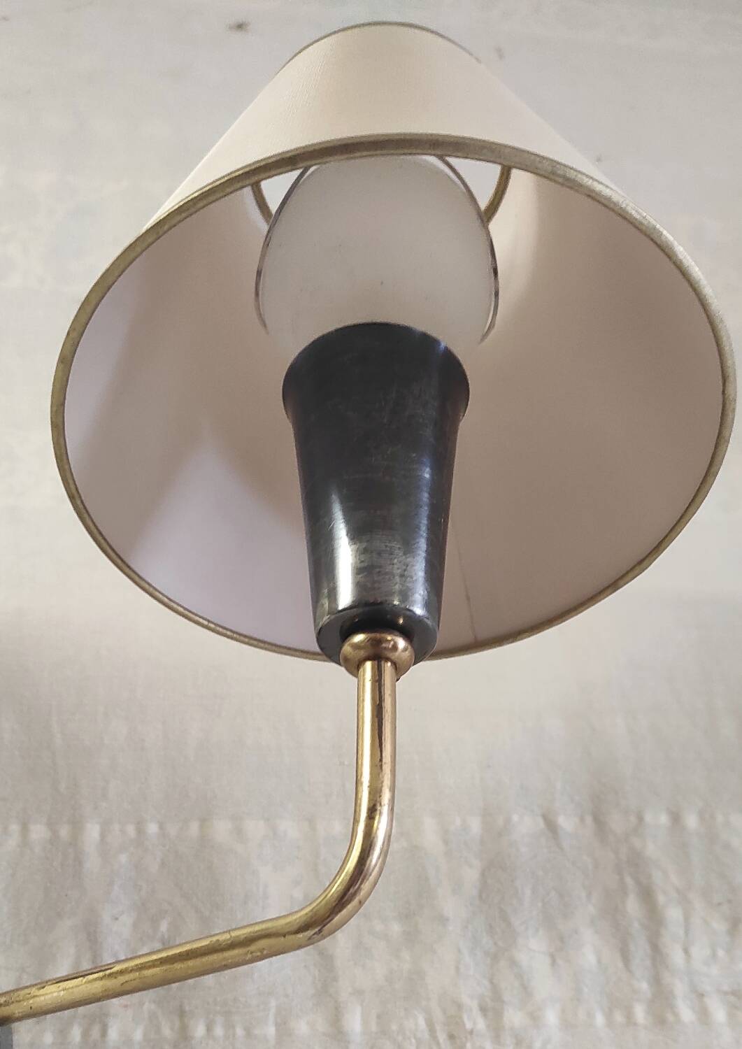 Double light wall sconces in gilded brass and gun barrel - 1950s/60s