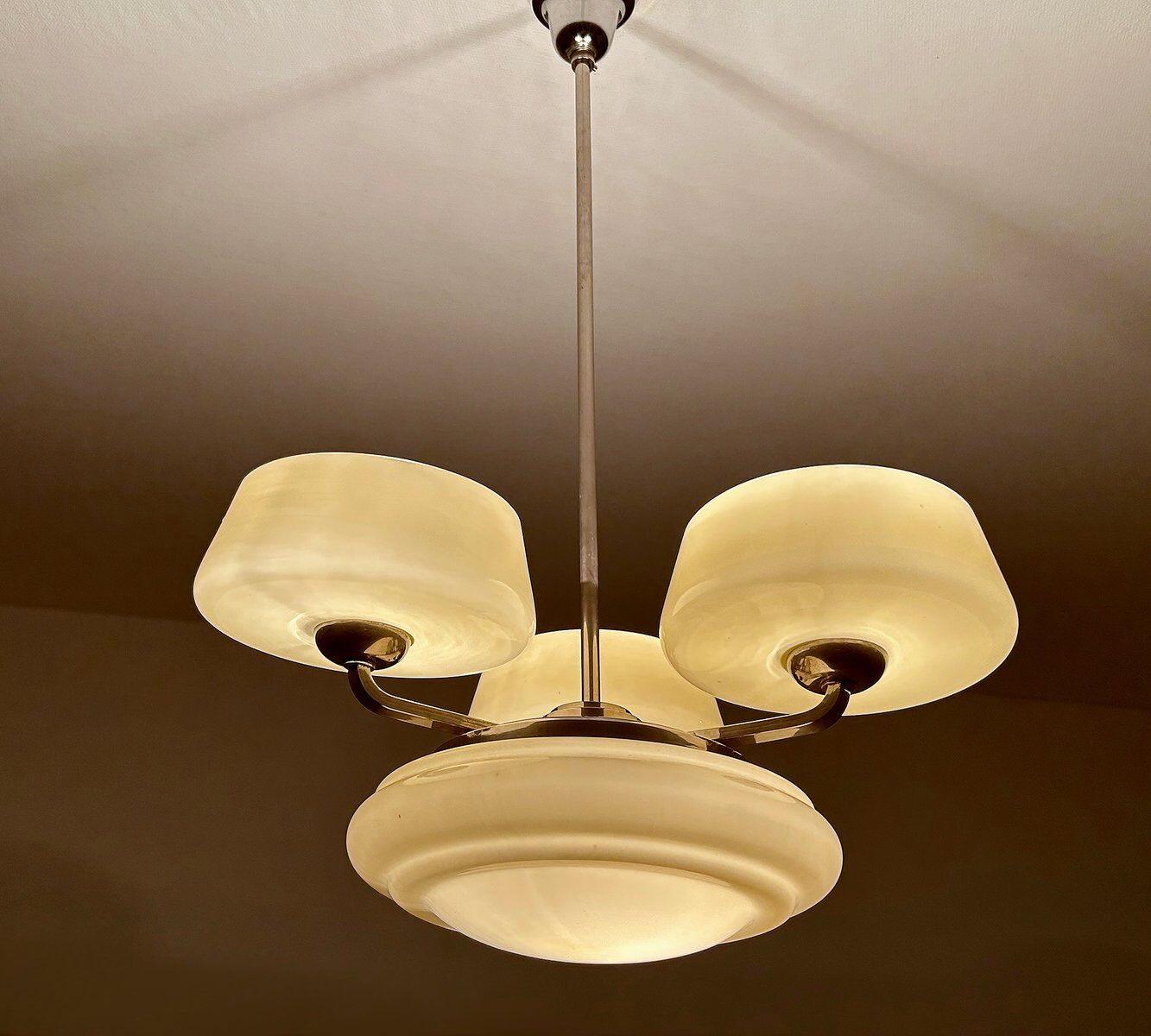 Large Art Deco pendant light in glass, 1930s