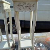 Pair of cream-washed wood stands