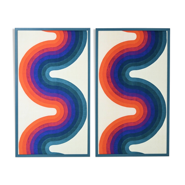 Set of 2 Fabric Panels in Verner Panton Style, 1970s