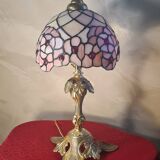 Antique art nouveau bronze lamp with glass shade in tiffany style 44x20