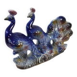 Italian ceramic sculpture 2 peacocks, 1960s