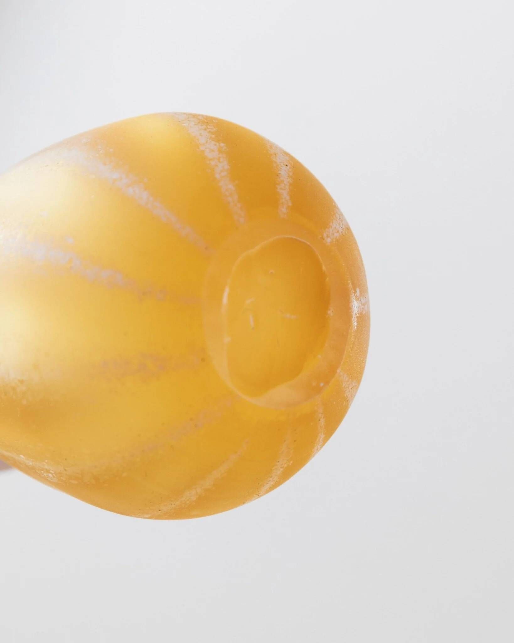 Large vintage Murano glass vase, yellow-orange gradient, Italian 1960s, sculptural teardrop form