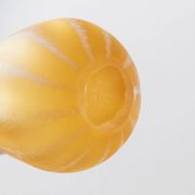 Large vintage Murano glass vase, yellow-orange gradient, Italian 1960s, sculptural teardrop form
