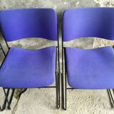 Set of 6 blue Howe 40/4 stacking chairs by David Rowland