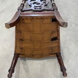 Napoleon III nurse chair, blackened wood and canvas