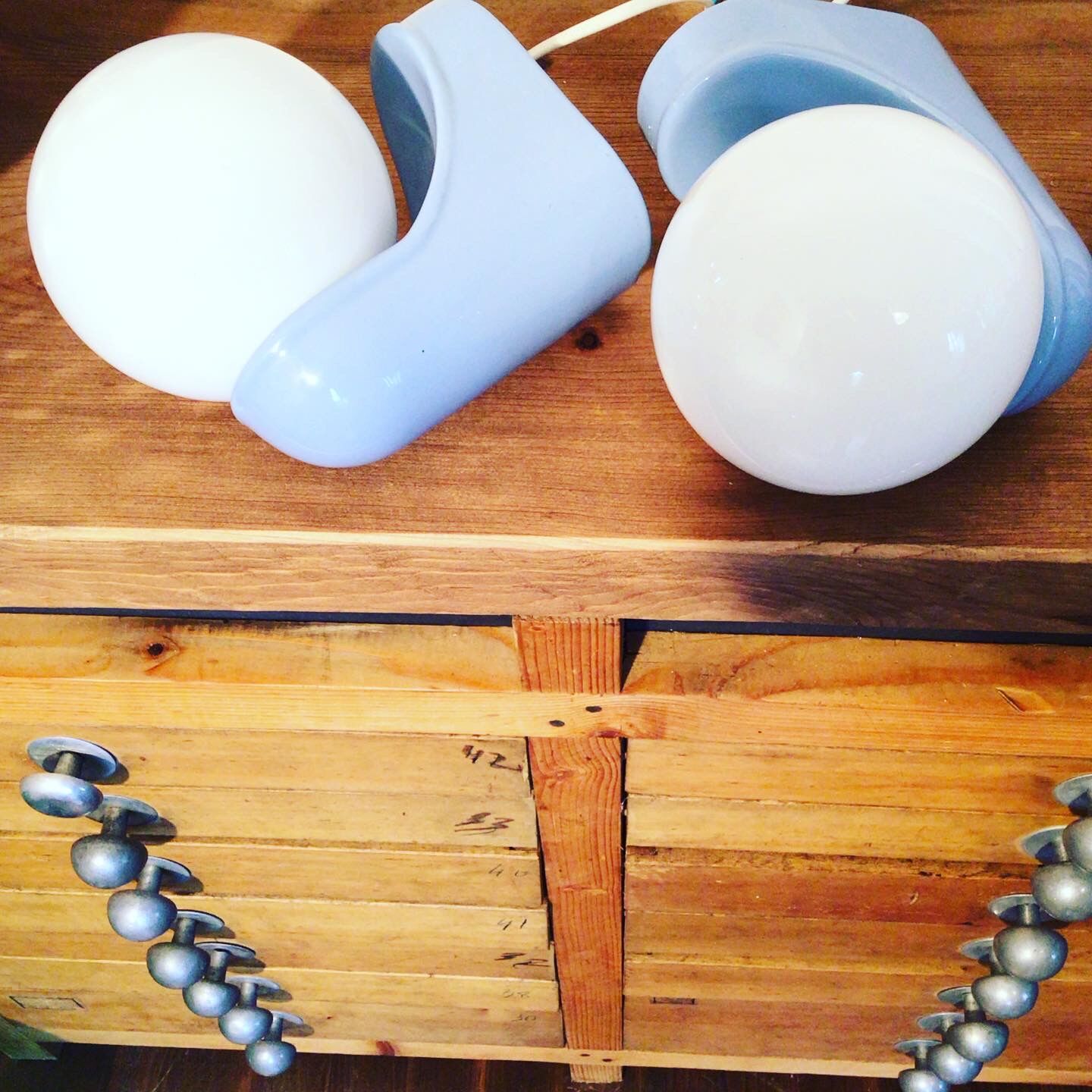 Pair of porcelain wall lamps