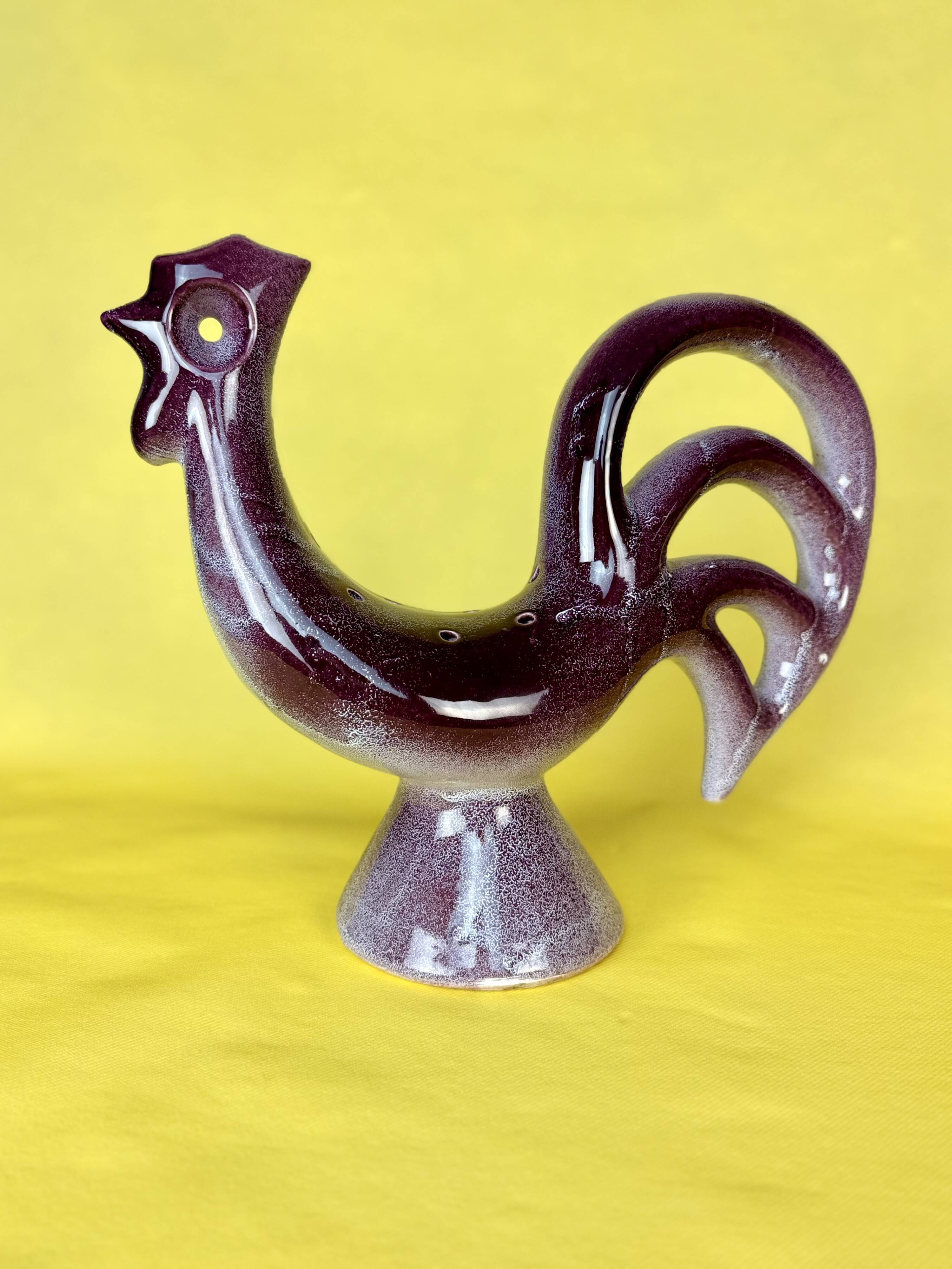 Cock pecks flowers