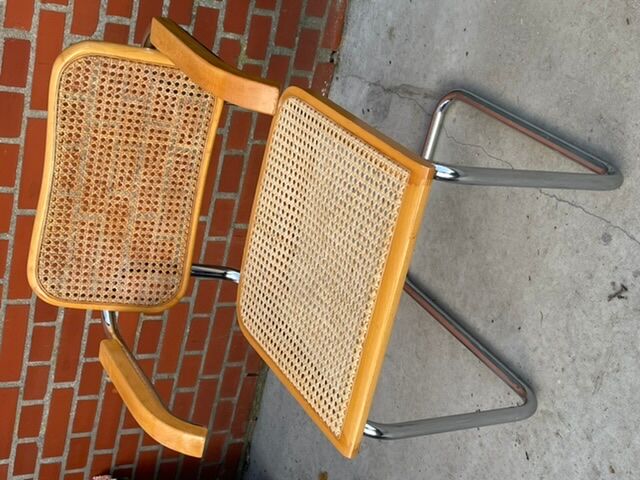 Cesca model design chair with armrests chrome version