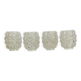 Set of 4 small vintage tulips in clear moulded glass.